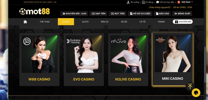 Mot88 casino là điểm đến online với hàng trăm sảnh cược thú vị